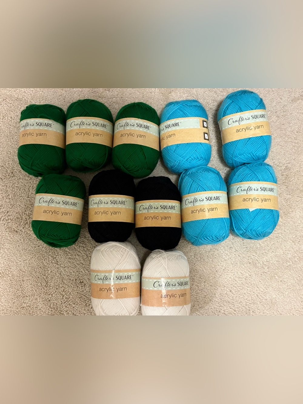 Crafter's Square Acrylic Yarn Lot - 12 New Skeins, Size 4/Worsted Weight